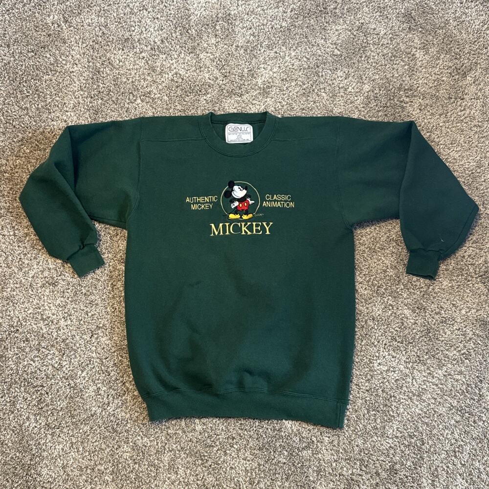 Vintage Genus Mickey Mouse Sweater L Made in USA Rare 90s Disney Crewneck